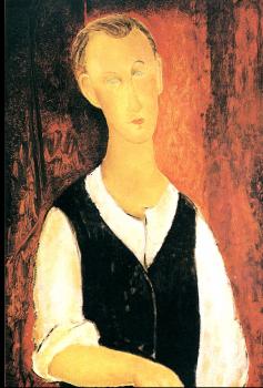Amedeo Modigliani : Young Man With A Black Waistcoat